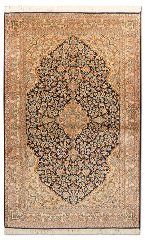 Tappeto di seta - Seta del Kashmir - 153 x 93 cm - blu scuro