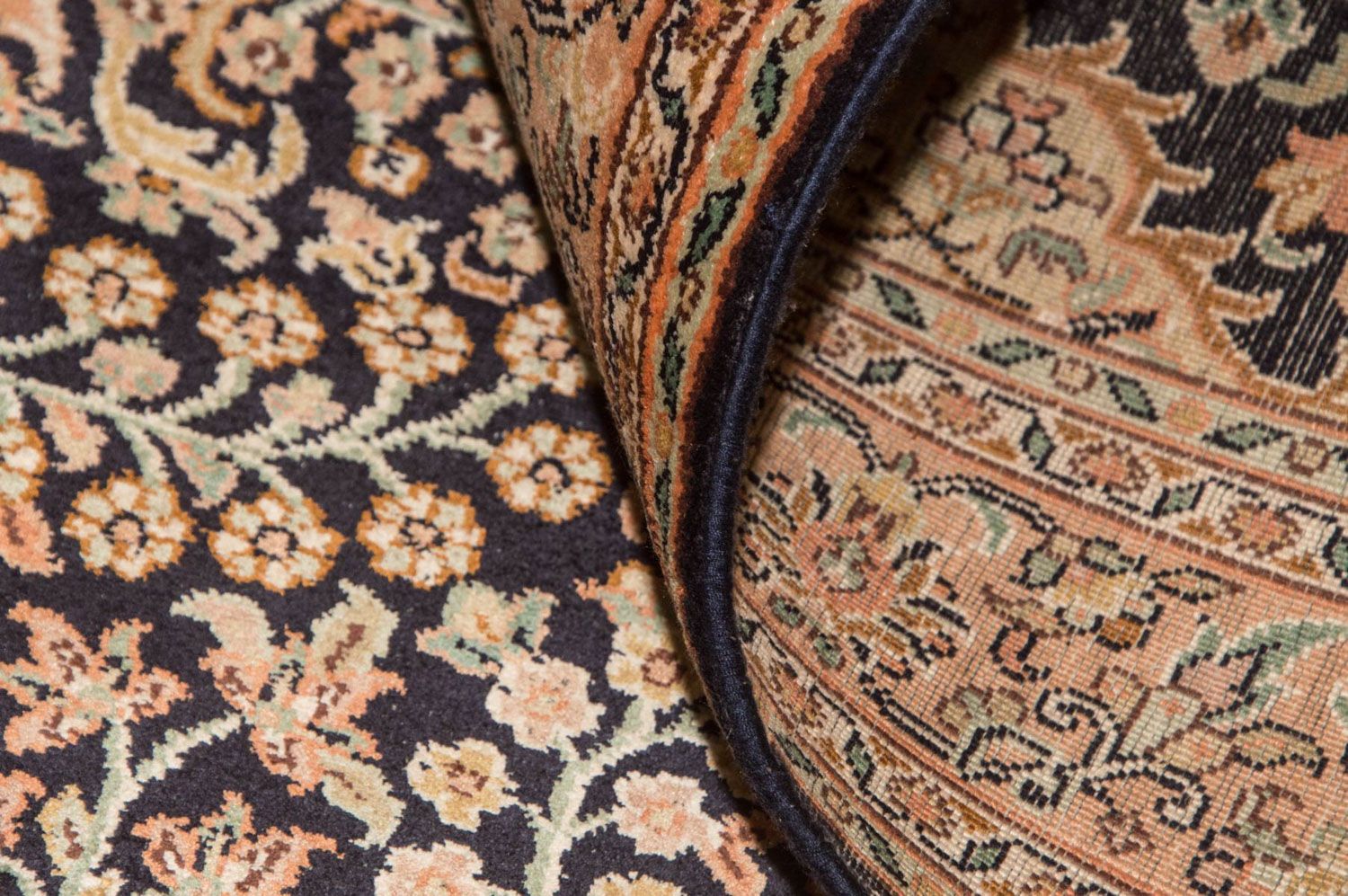 Tappeto di seta - Seta del Kashmir - 153 x 93 cm - blu scuro