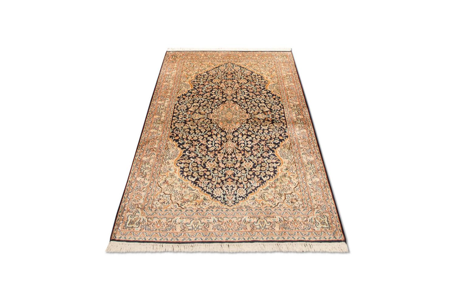 Tappeto di seta - Seta del Kashmir - 153 x 93 cm - blu scuro