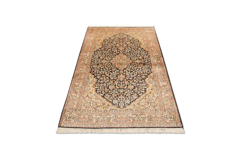 Tappeto di seta - Seta del Kashmir - 153 x 93 cm - blu scuro