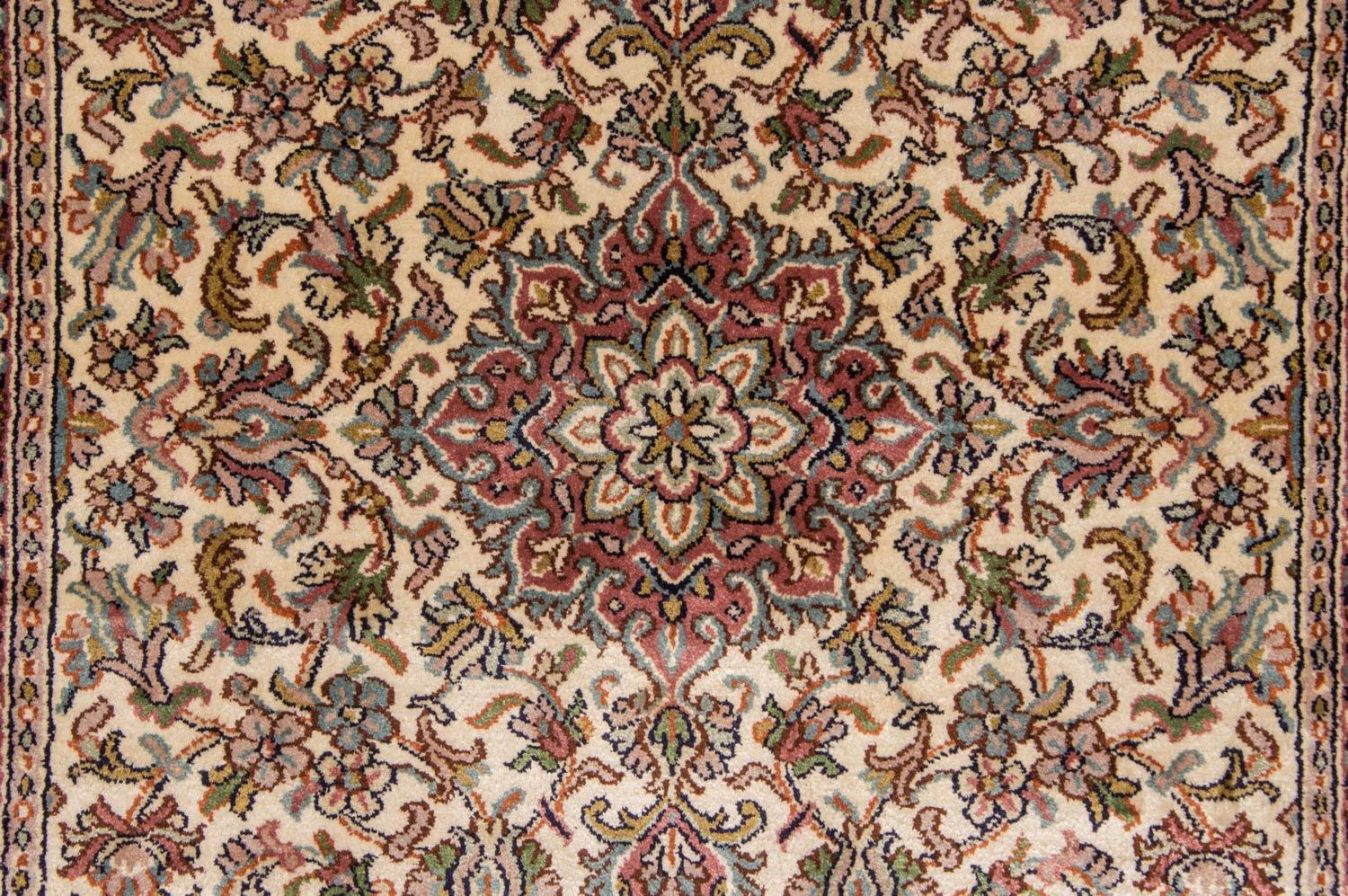 Tappeto corsia Tappeto di seta - Seta del Kashmir - 192 x 79 cm - beige