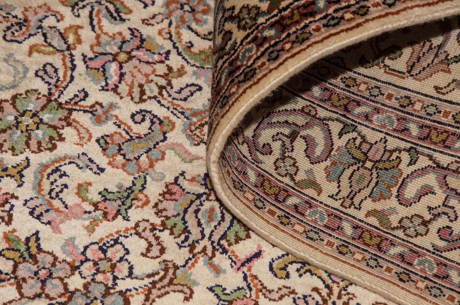 Tappeto corsia Tappeto di seta - Seta del Kashmir - 192 x 79 cm - beige