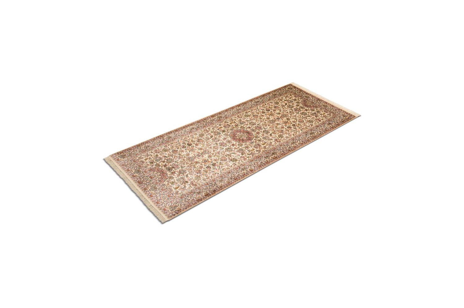 Tappeto corsia Tappeto di seta - Seta del Kashmir - 192 x 79 cm - beige