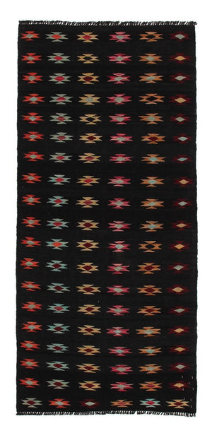 Tappeto corsia Tappeto Kelim - Splash - 195 x 85 cm - nero