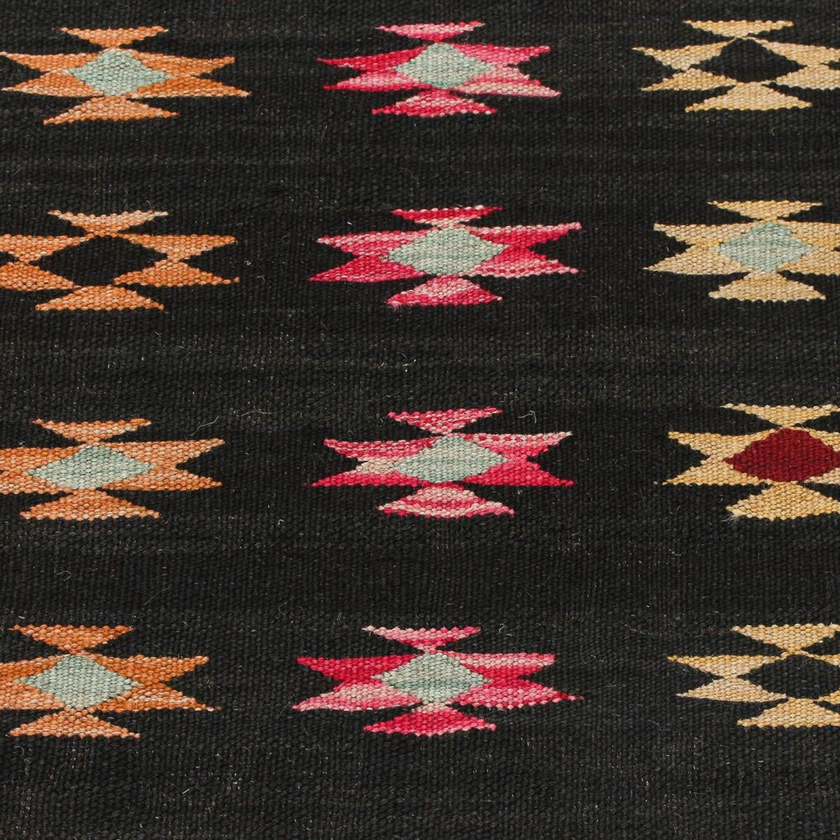 Tappeto corsia Tappeto Kelim - Splash - 195 x 85 cm - nero