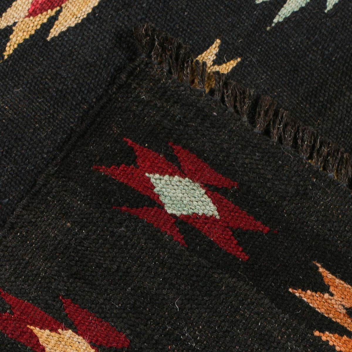 Tappeto corsia Tappeto Kelim - Splash - 195 x 85 cm - nero