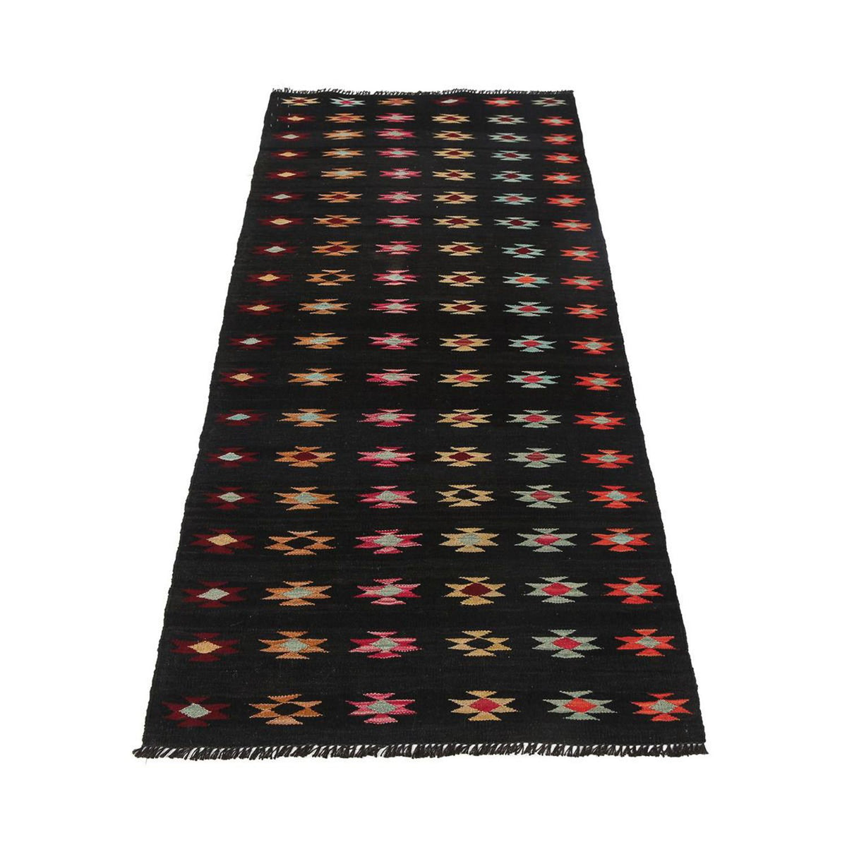 Tappeto corsia Tappeto Kelim - Splash - 195 x 85 cm - nero