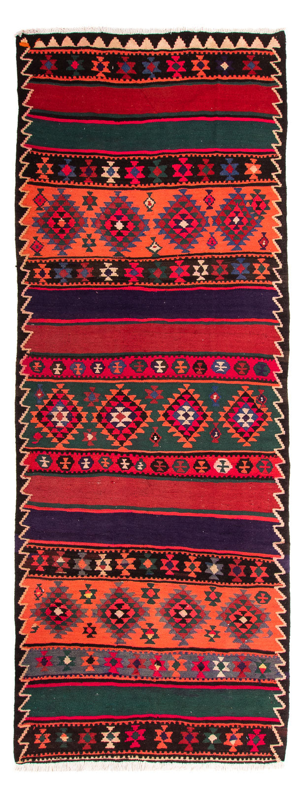Tappeto corsia Tappeto Kelim - Vecchio - 380 x 135 cm - multicolore