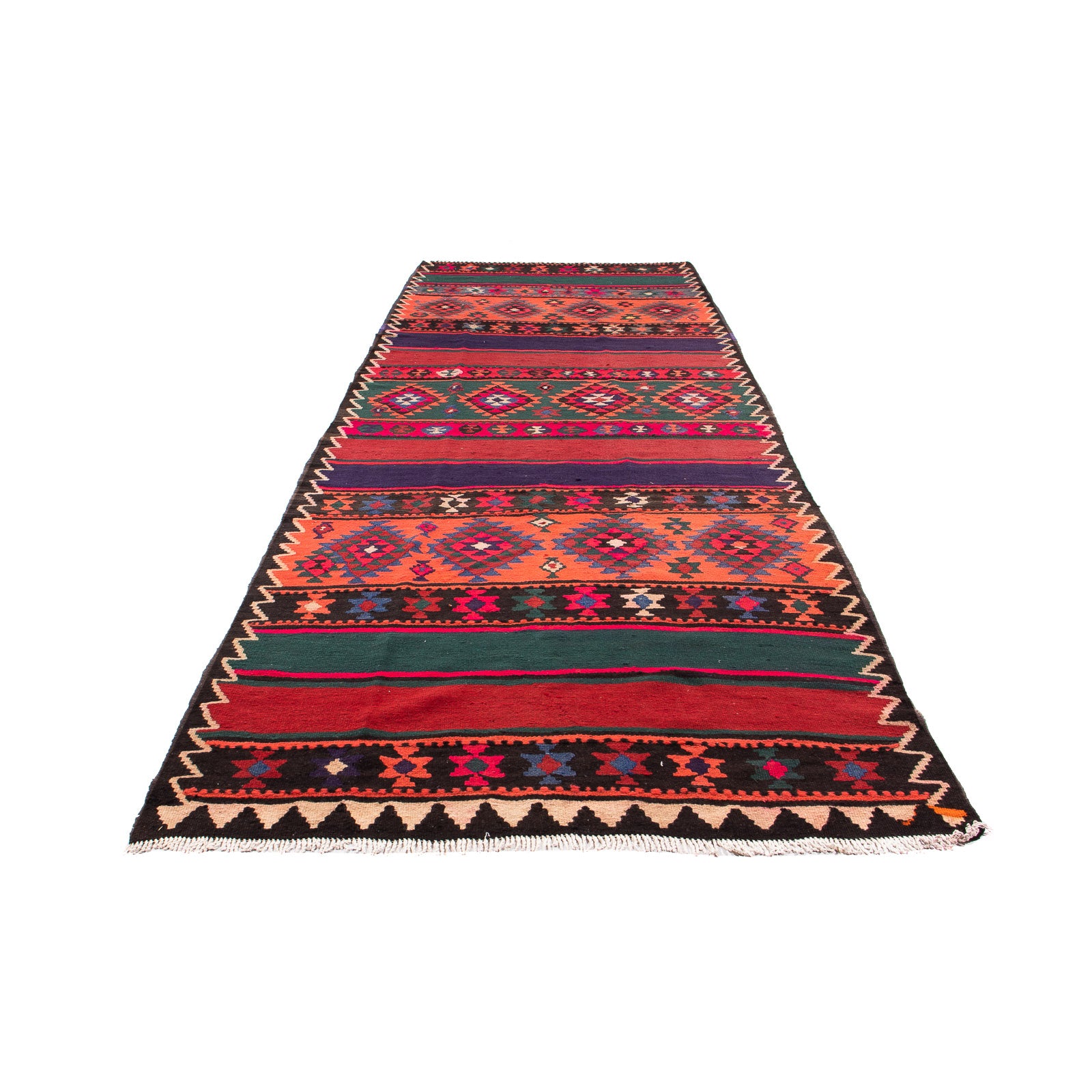 Tappeto corsia Tappeto Kelim - Vecchio - 380 x 135 cm - multicolore