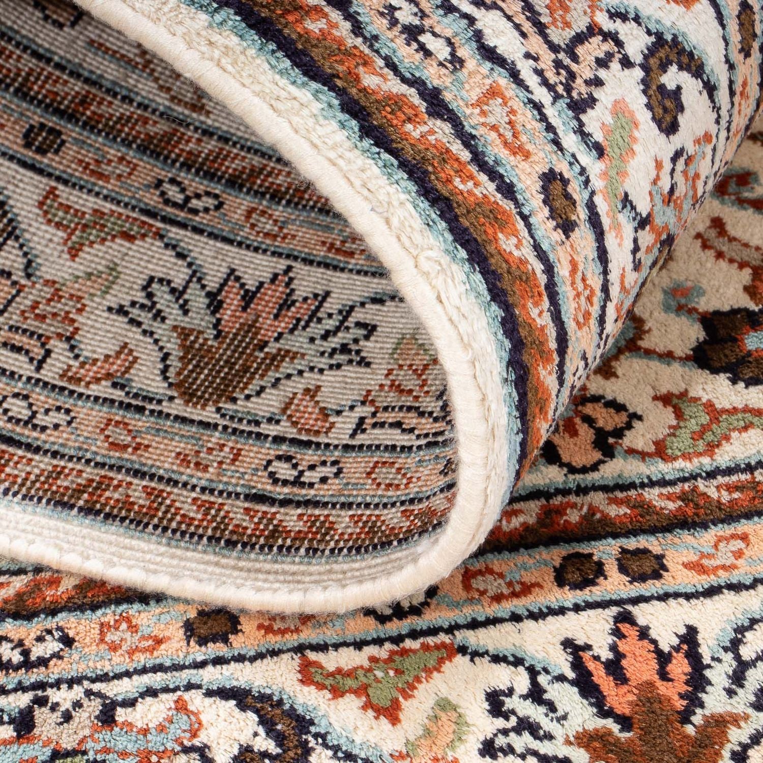 Tappeto di seta - Seta del Kashmir - 125 x 78 cm - crema