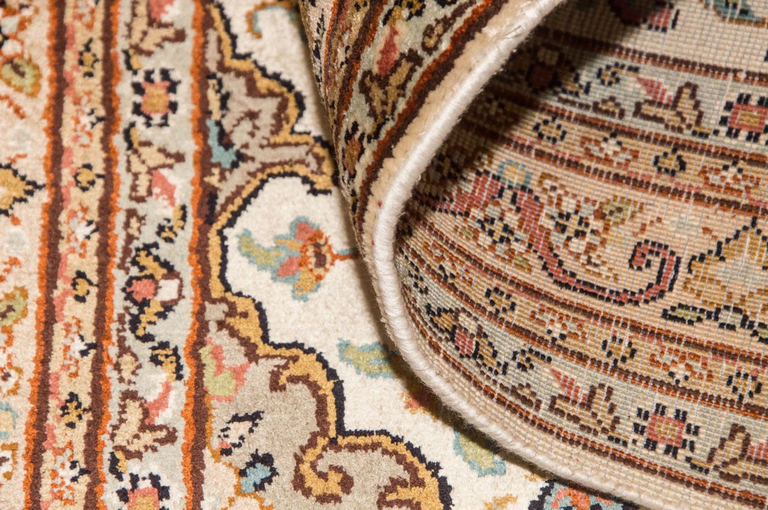 Tappeto di seta - Seta del Kashmir - 123 x 79 cm - beige