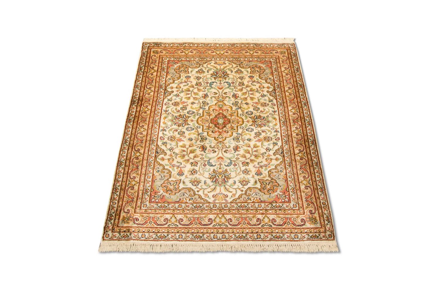 Tappeto di seta - Seta del Kashmir - 123 x 79 cm - beige