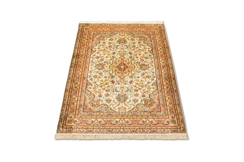Tappeto di seta - Seta del Kashmir - 123 x 79 cm - beige