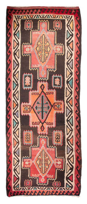 Tappeto corsia Tappeto Kelim - Vecchio - 435 x 158 cm - marrone scuro