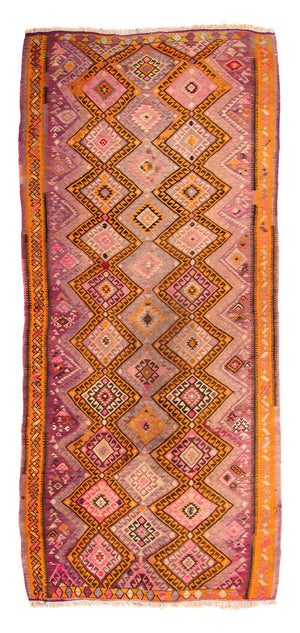 Tappeto corsia Tappeto Kelim - Vecchio - 320 x 155 cm - multicolore
