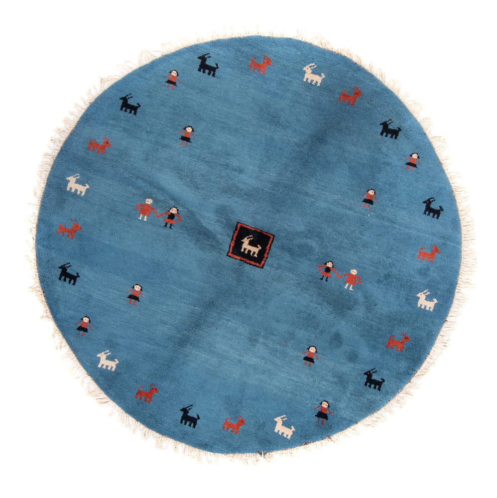 Tappeto Gabbeh - Indus rotondo  - 195 x 195 cm - blu