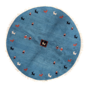 Tappeto Gabbeh - Indus rotondo  - 195 x 195 cm - blu