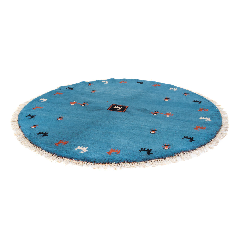 Tappeto Gabbeh - Indus rotondo  - 195 x 195 cm - blu