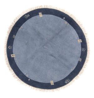Tappeto Nepal rotondo  - 197 x 197 cm - blu