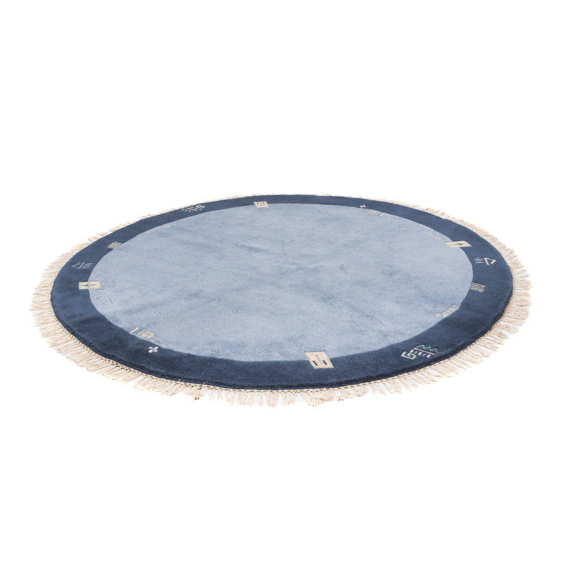 Tappeto Nepal rotondo  - 197 x 197 cm - blu