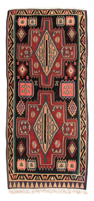 Tappeto corsia Tappeto Kelim - Vecchio - 300 x 140 cm - multicolore