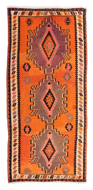 Tappeto corsia Tappeto Kelim - Vecchio - 265 x 135 cm - multicolore