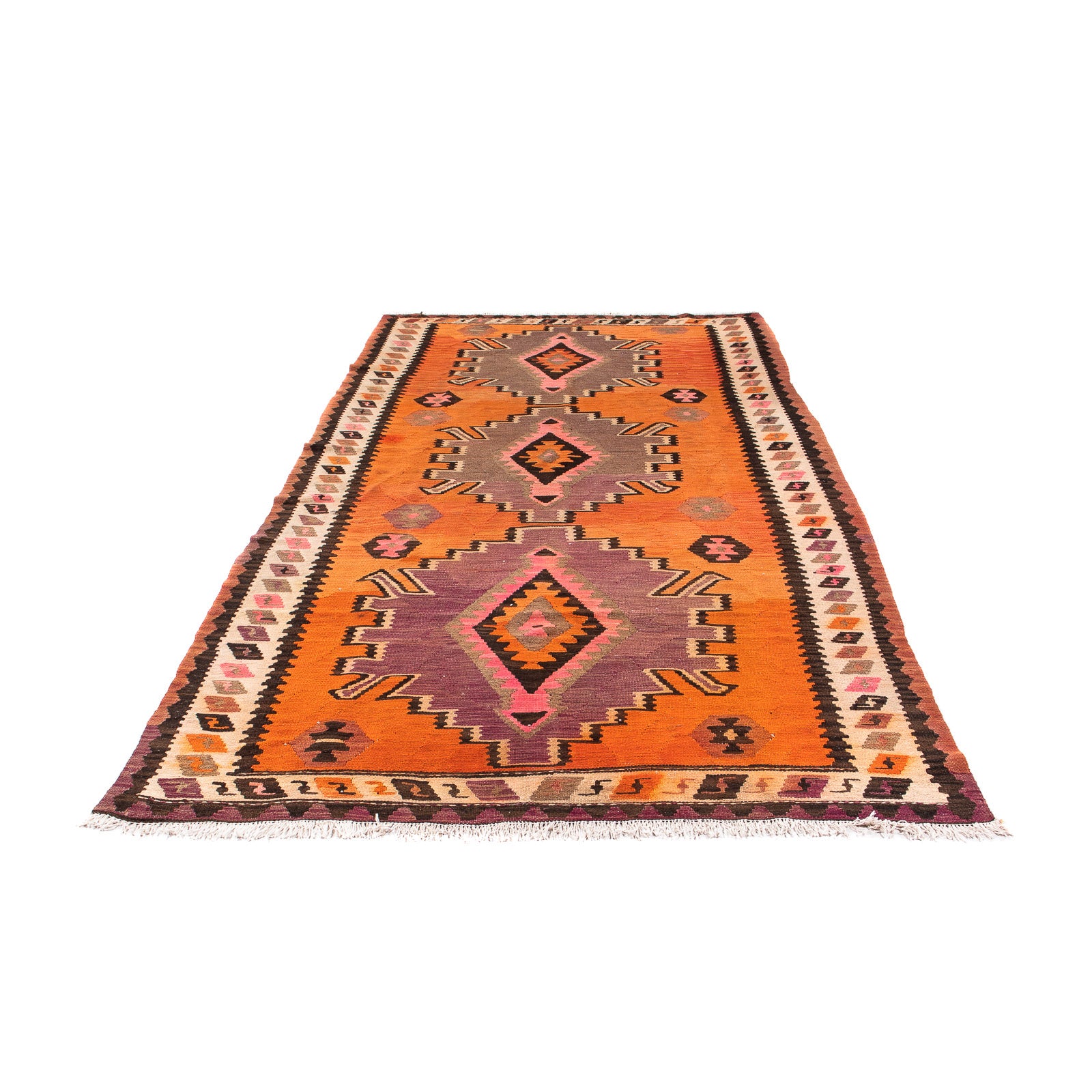Tappeto corsia Tappeto Kelim - Vecchio - 265 x 135 cm - multicolore