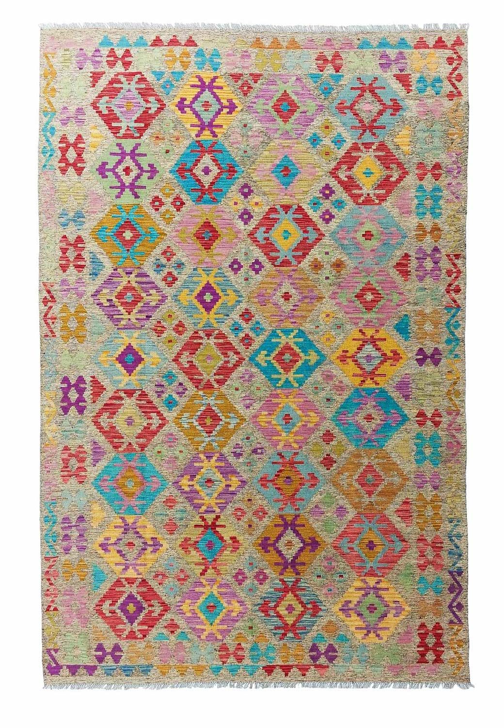 Tappeto Kelim - Splash - 294 x 199 cm - multicolore