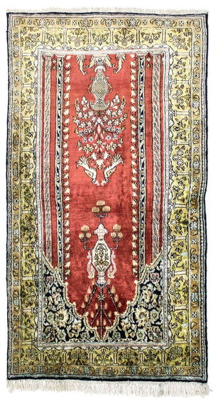 Tappeto di seta - Kayseri - 137 x 77 cm - rosso