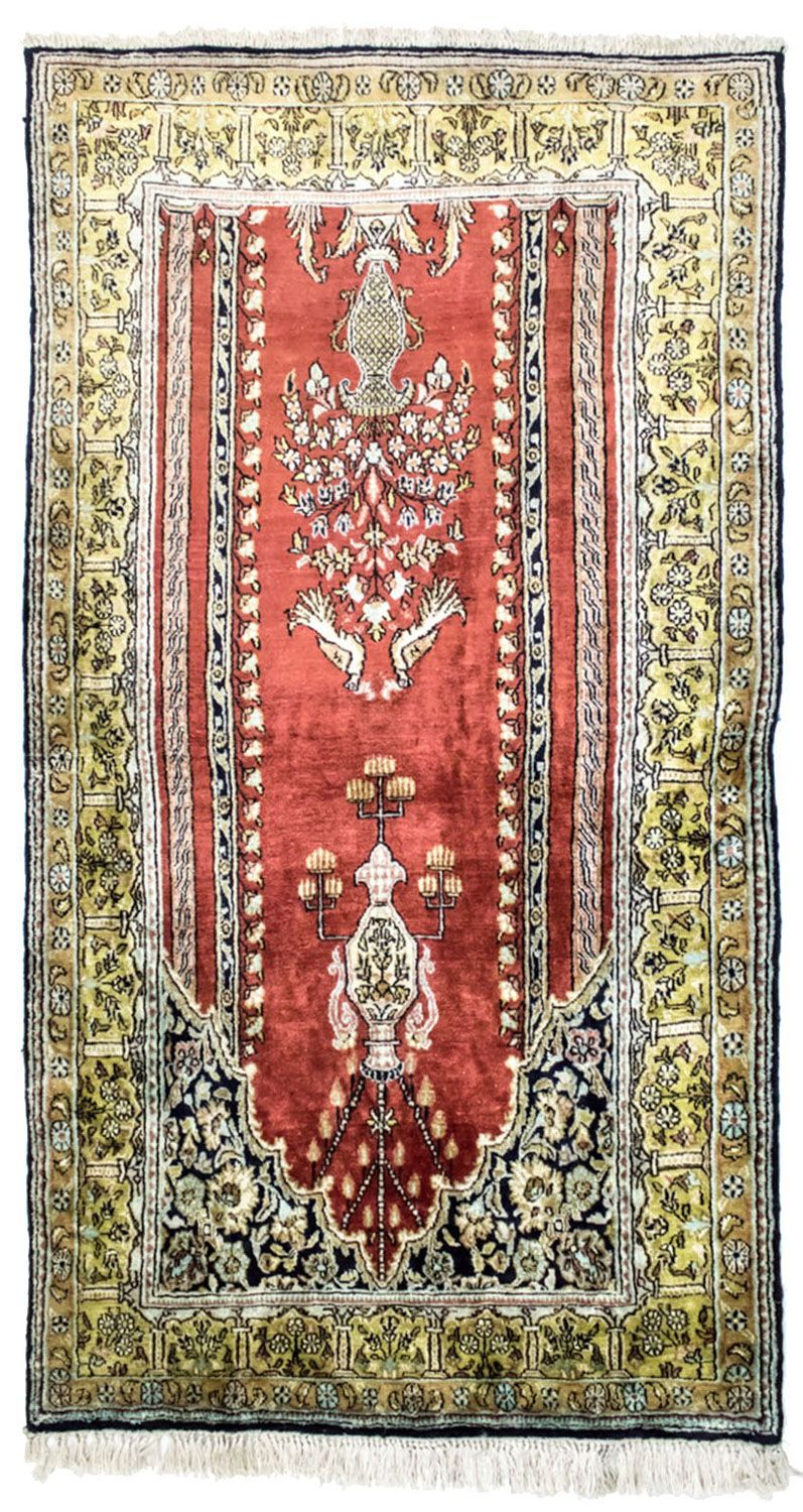 Tappeto di seta - Kayseri - 137 x 77 cm - rosso