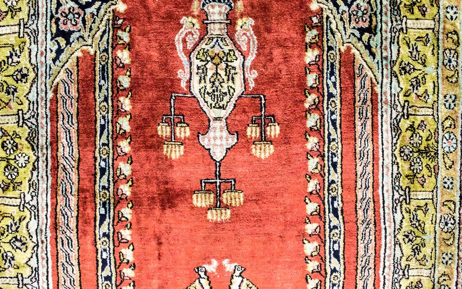 Tappeto di seta - Kayseri - 137 x 77 cm - rosso