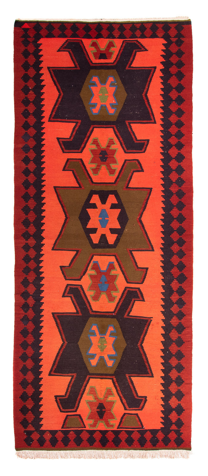 Tappeto corsia Tappeto Kelim - Vecchio - 335 x 150 cm - multicolore
