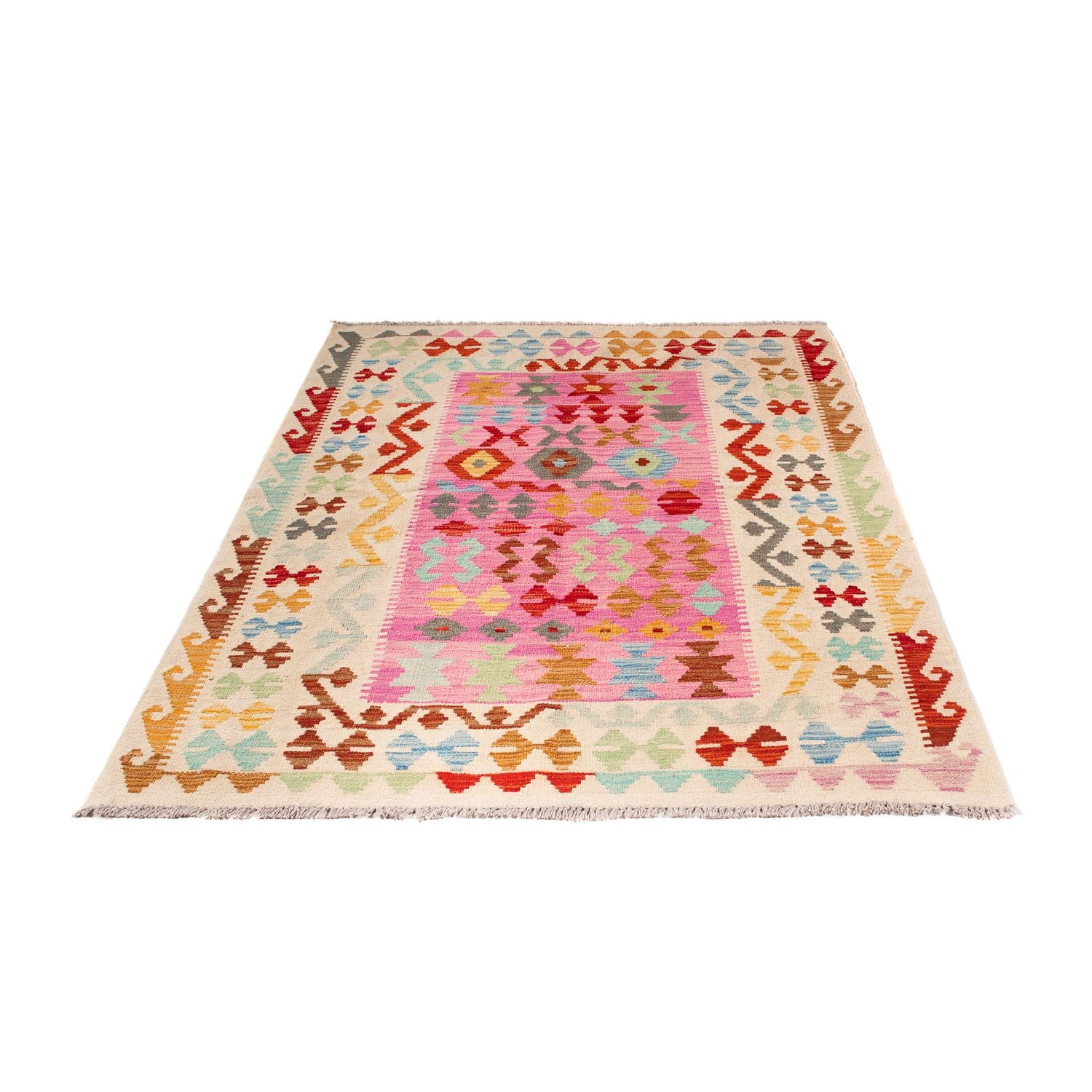 Tappeto Kelim - Splash - 175 x 130 cm - rosa