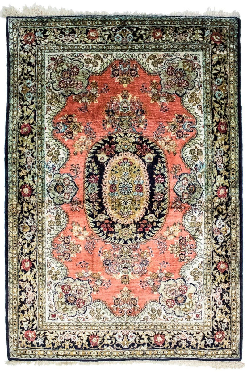 Tappeto di seta - Kayseri - 155 x 110 cm - ruggine