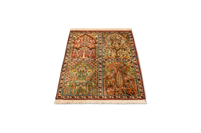 Tappeto di seta - Seta del Kashmir - 91 x 65 cm - multicolore