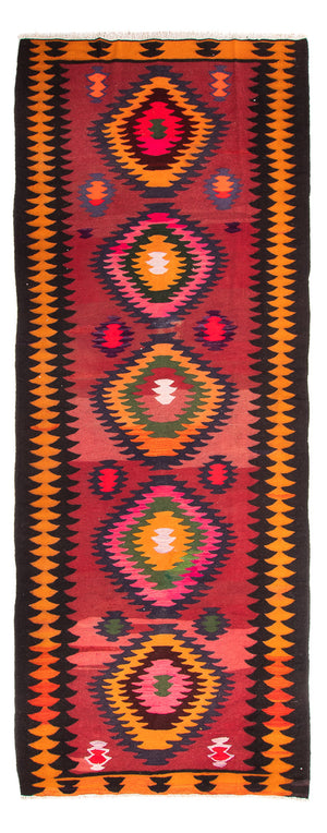 Tappeto corsia Tappeto Kelim - Vecchio - 350 x 130 cm - multicolore