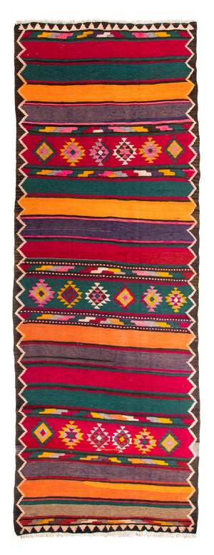 Tappeto corsia Tappeto Kelim - Vecchio - 365 x 130 cm - multicolore