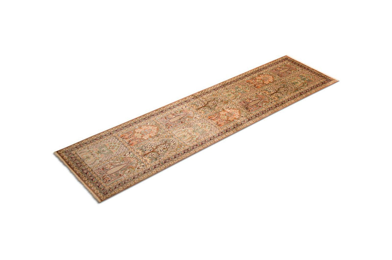 Tappeto corsia Tappeto di seta - Seta del Kashmir - 305 x 80 cm - multicolore