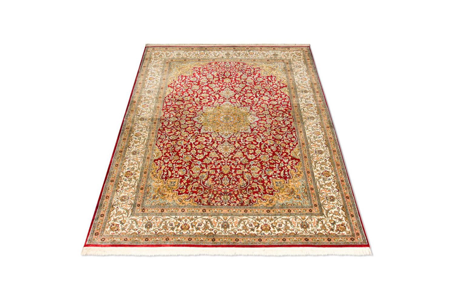 Tappeto di seta - Seta del Kashmir - 216 x 153 cm - rosso