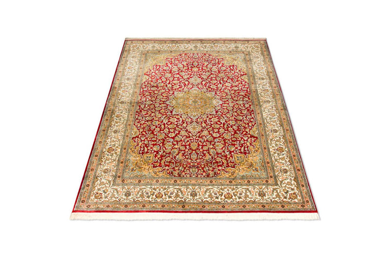 Tappeto di seta - Seta del Kashmir - 216 x 153 cm - rosso