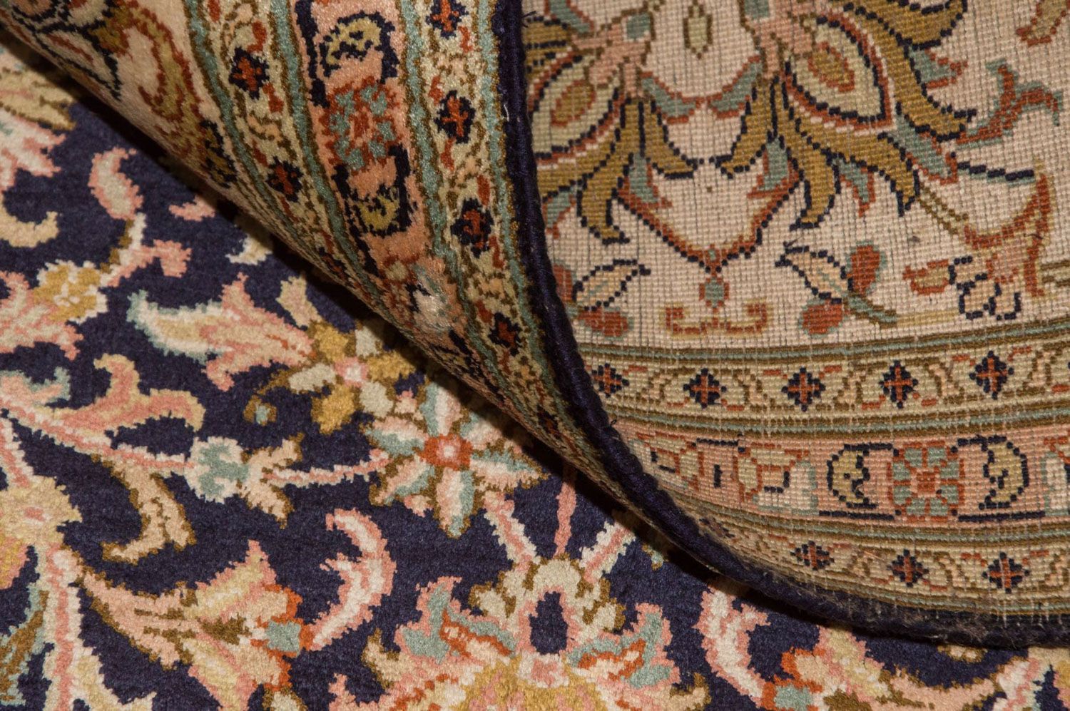 Tappeto di seta - Seta del Kashmir - 285 x 183 cm - blu scuro