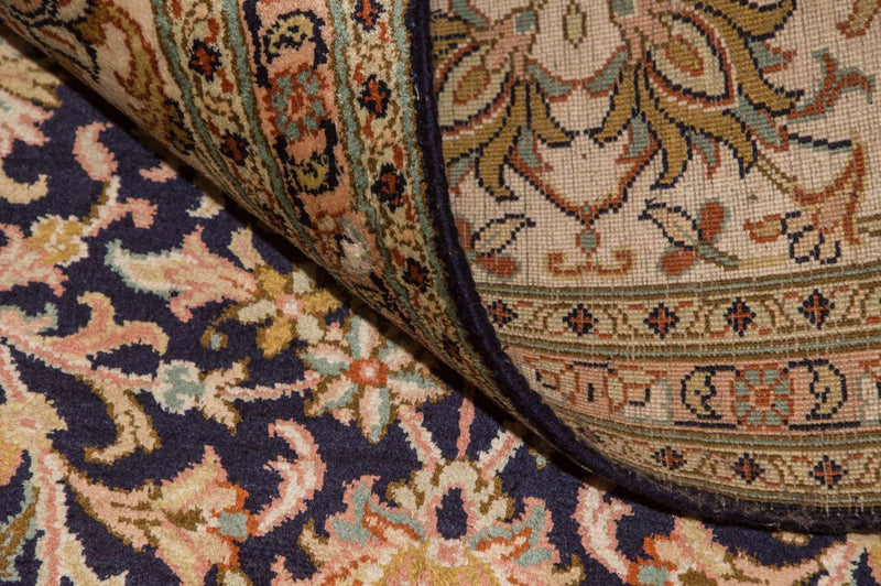 Tappeto di seta - Seta del Kashmir - 285 x 183 cm - blu scuro