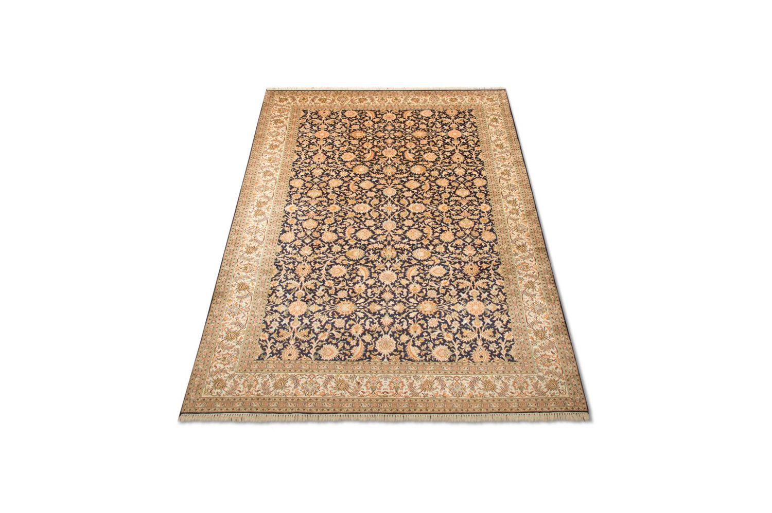 Tappeto di seta - Seta del Kashmir - 285 x 183 cm - blu scuro