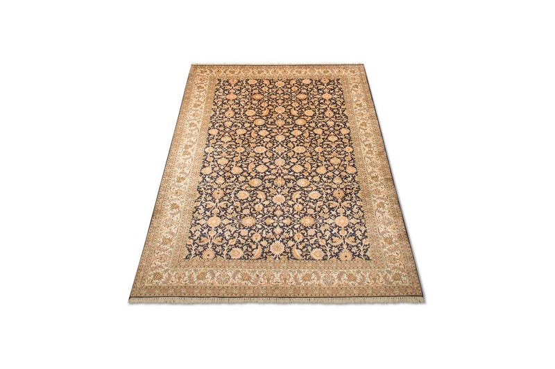 Tappeto di seta - Seta del Kashmir - 285 x 183 cm - blu scuro