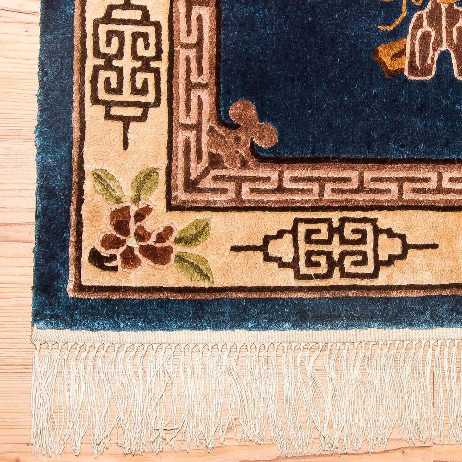 Tappeto di seta - seta cinese - 122 x 69 cm - blu scuro