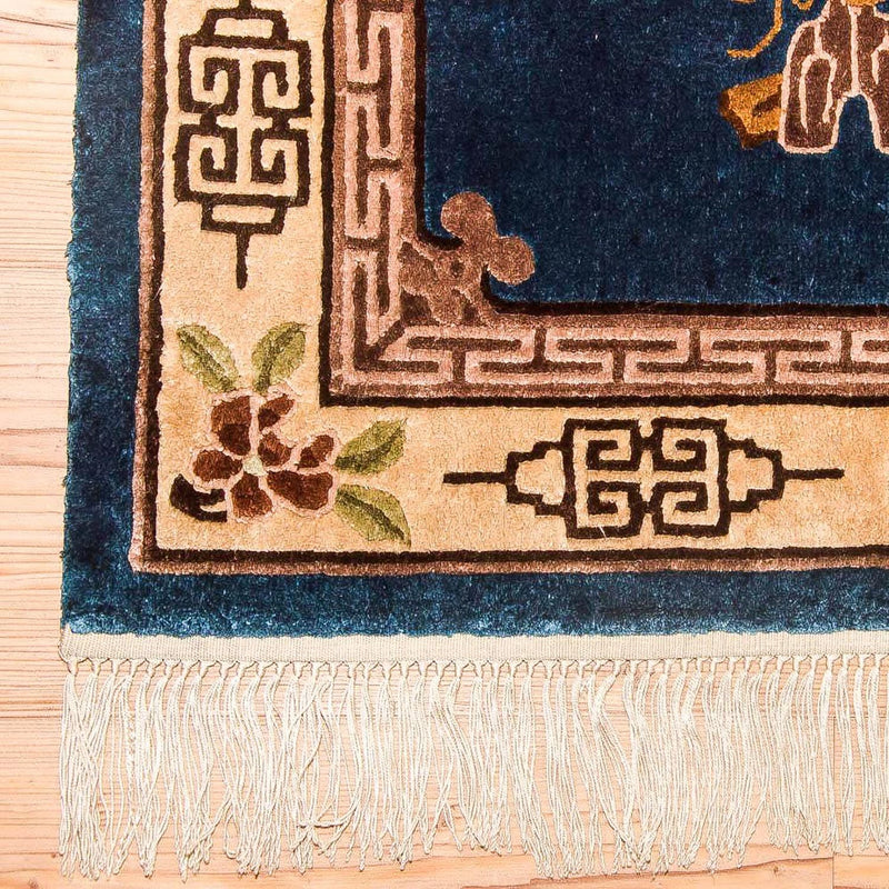 Tappeto di seta - seta cinese - 122 x 69 cm - blu scuro