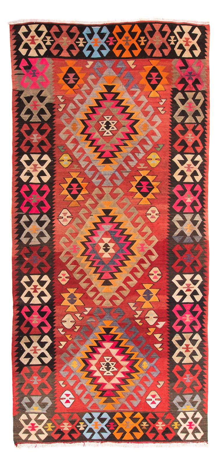 Tappeto corsia Tappeto Kelim - Vecchio - 350 x 150 cm - multicolore
