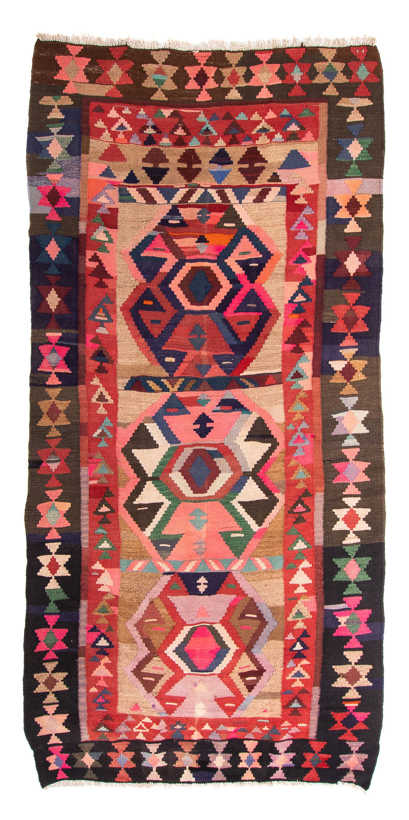 Tappeto corsia Tappeto Kelim - Vecchio - 300 x 150 cm - multicolore