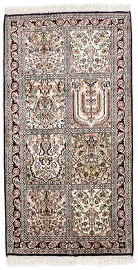 Tappeto di seta - Seta del Kashmir - 124 x 65 cm - multicolore