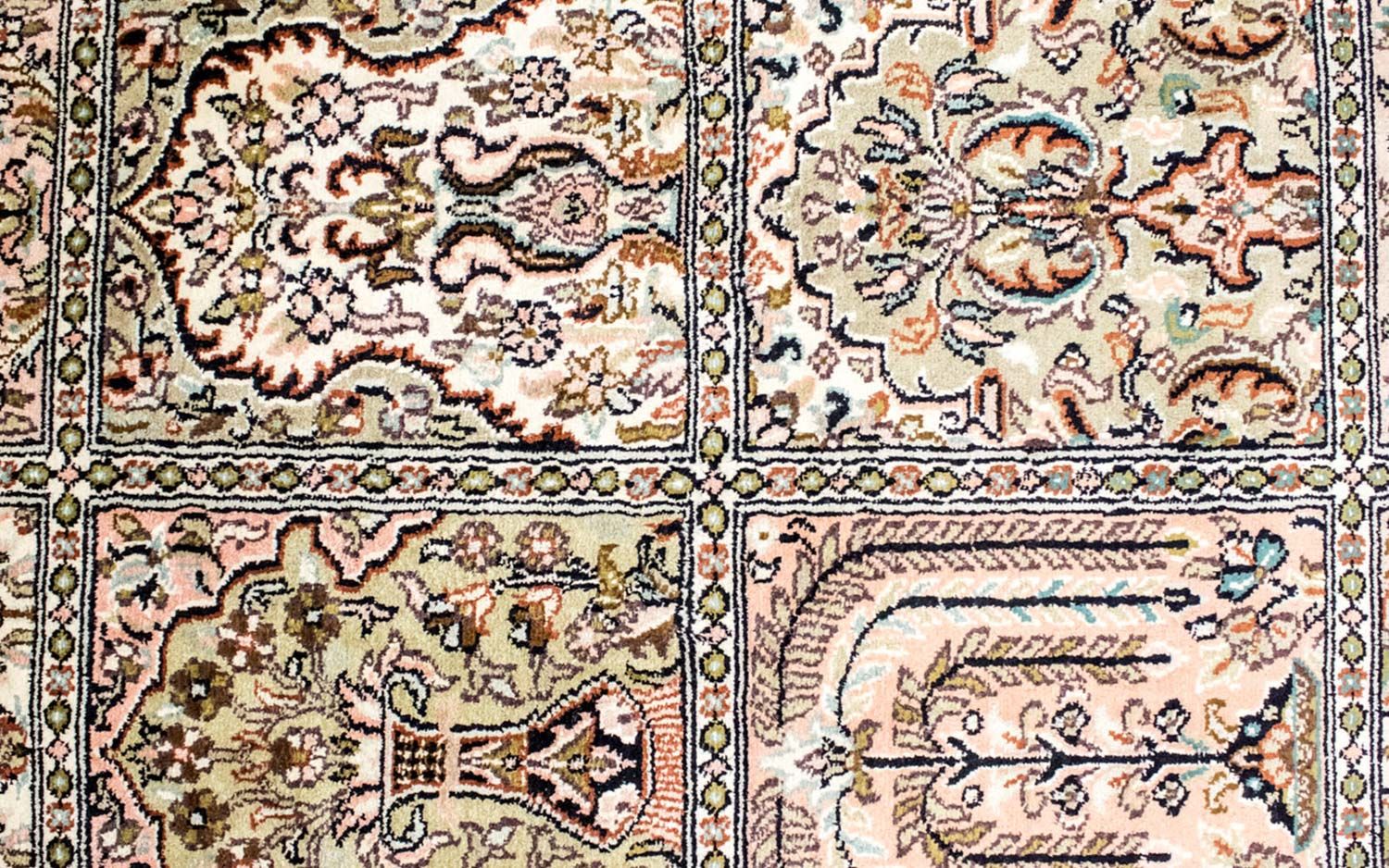 Tappeto di seta - Seta del Kashmir - 124 x 65 cm - multicolore